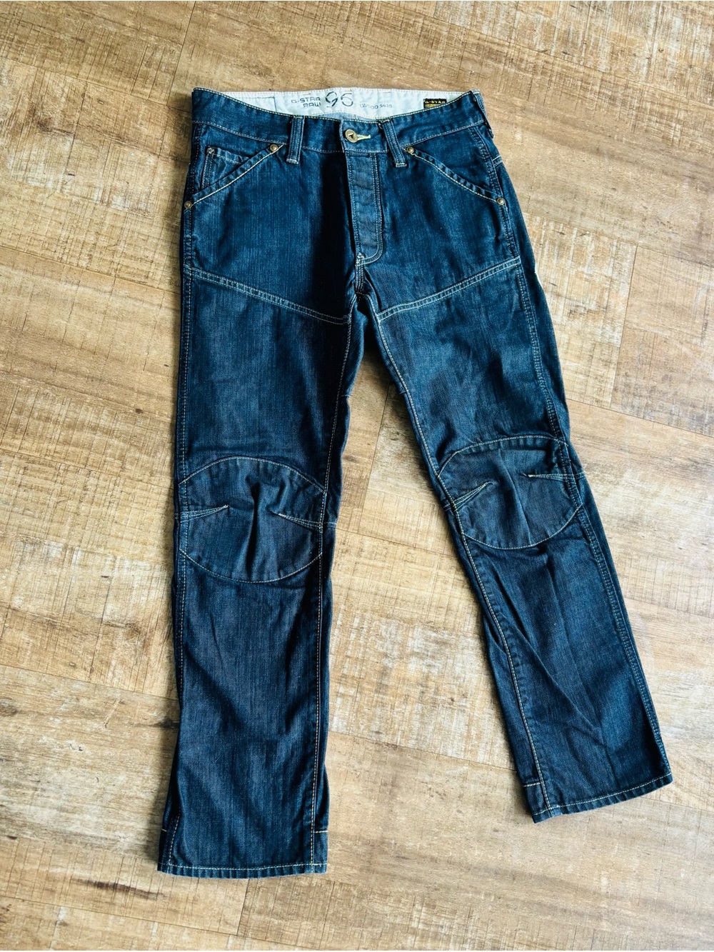 G Star Raw Elwood jeans dark wash wax straight relaxed fit men's size 31" x 28"
